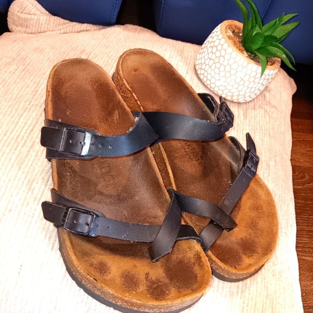 Birkenstock Mayari Sandal Black Leather Straps Ladies 7 EU 38